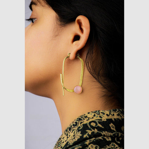 Gold PinkStone Earring - The Earth Store - Fashion Accessories